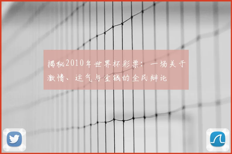 揭秘2010年世界杯彩票：一场关于激情、运气与金钱的全民辩论